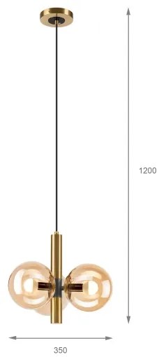 Lustră pe cablu ROLLO 3xE14/5W/230V auriu/bej fumuriu