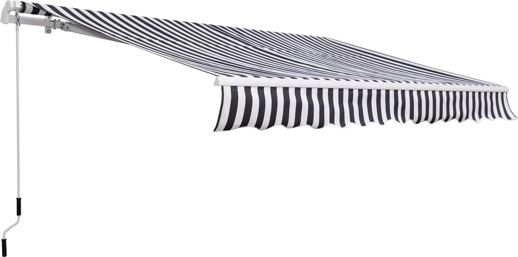 Outsunny Markiză cu braț articulat - Protecție solară cu manivelă 3,5 x 2,5 m Gri+Alb Aluminiu Poliester | Aosom Romania