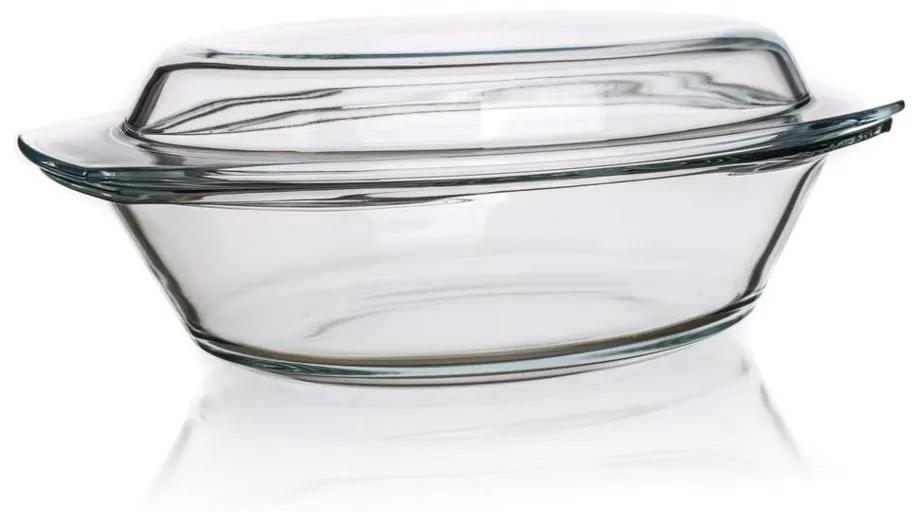 Tavă ovală de copt Simax, din sticlă, cu capac, 4,4 l
