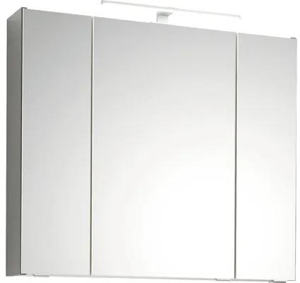 Dulap baie cu oglindă pelipal Capri, 3 uși, PAL, 80x70 cm gri cuarț mat