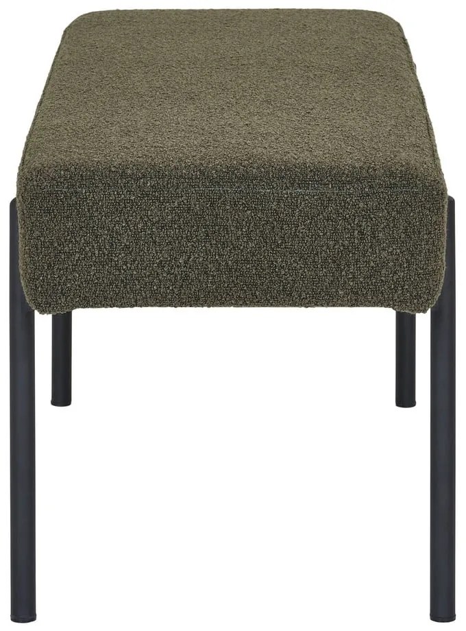 Bancă verde-închis cu tapițerie din țesătură bouclé Swindon – House Nordic