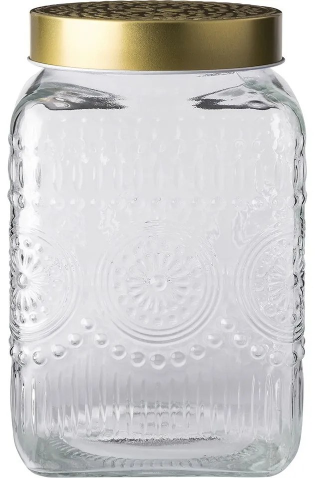 Altom Set de borcane din sticlă cu capac auriu Daisy 2,2 l, 4 buc., 2,2 l