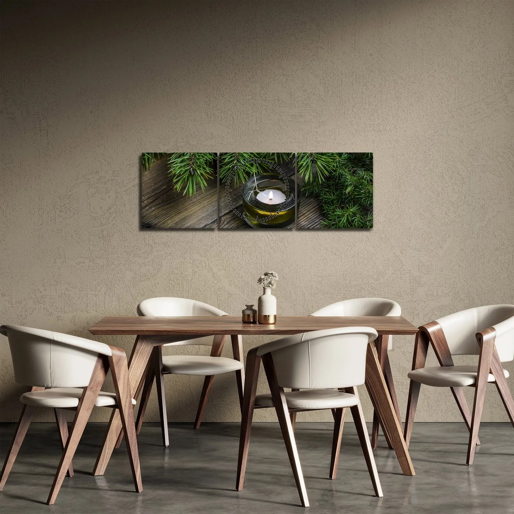 Tablou - lumânare de Crăciun (cu ceas) (90x30 cm)