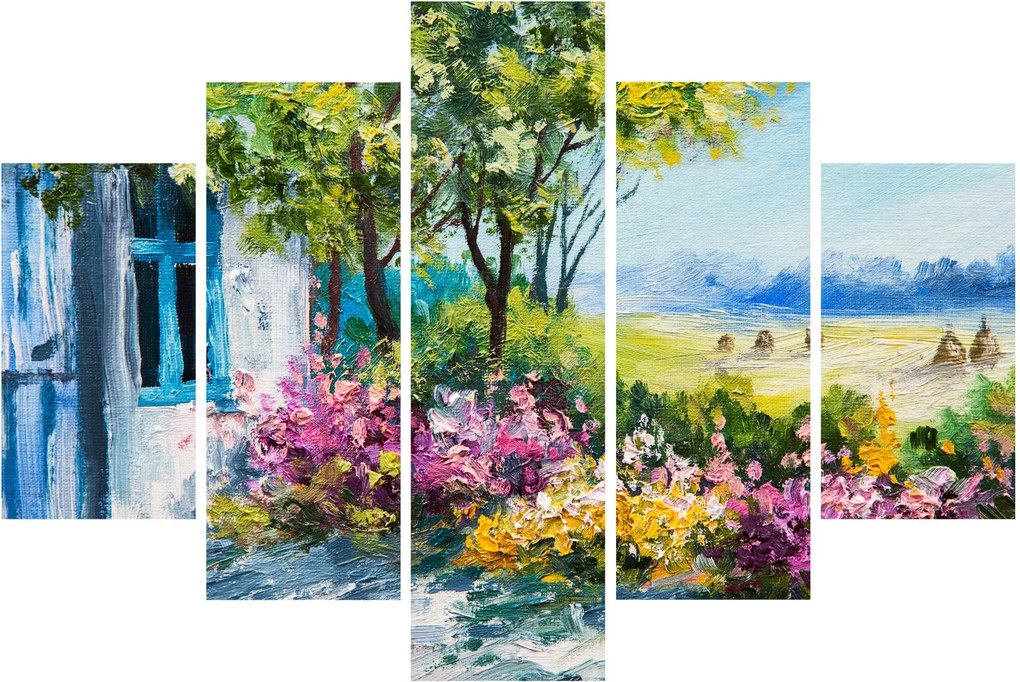 Tablou - Grădina din fața casei, pictură în ulei (150x105 cm)