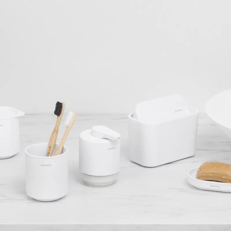 Brabantia MindSet suport periuță de dinți 1005685, Curățare ușoară, Deschidere largă, Acoperire minerală, Alb