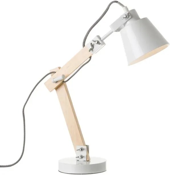 Lampa birou maro/alba din lemn si metal Flexo White Unimasa