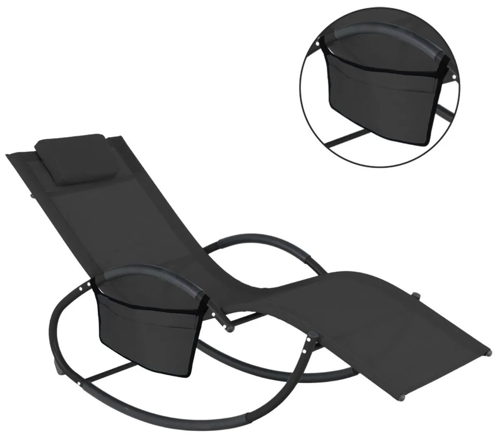 Scaun balansoar de grădină 161 x 60 x 80 cm, negru