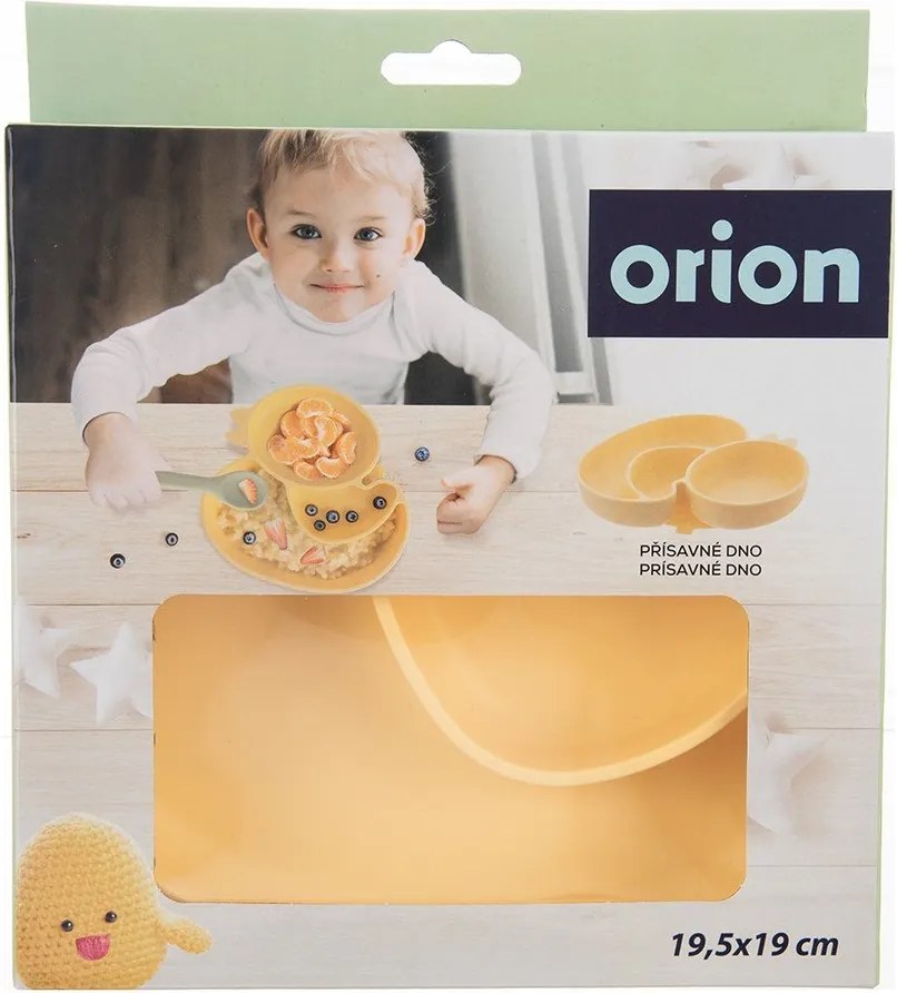 Farfurie pentru copii galbenă din silicon 19x19,5 cm Chicken – Orion