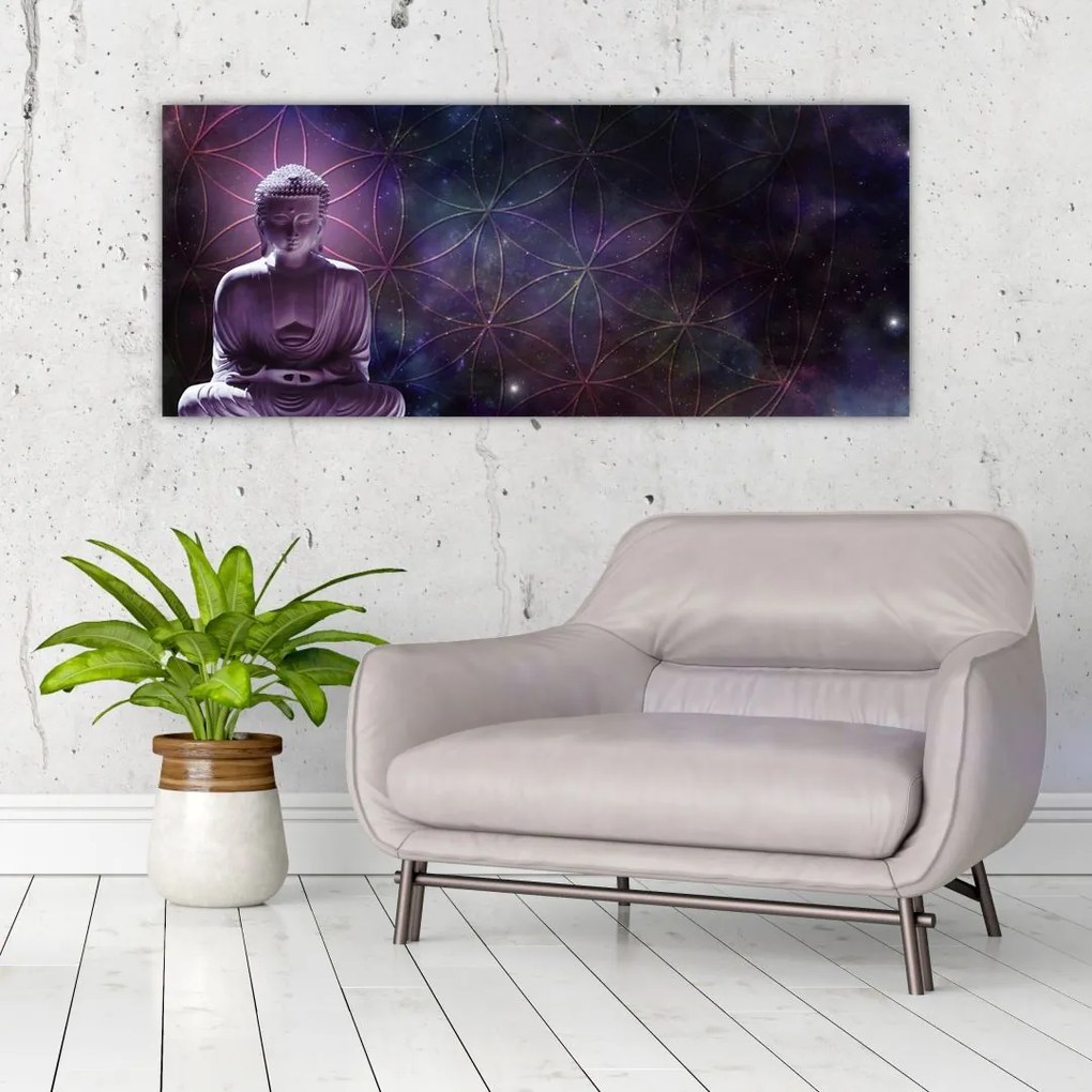 Tablou - Buddha cu florile vieții (120x50 cm)