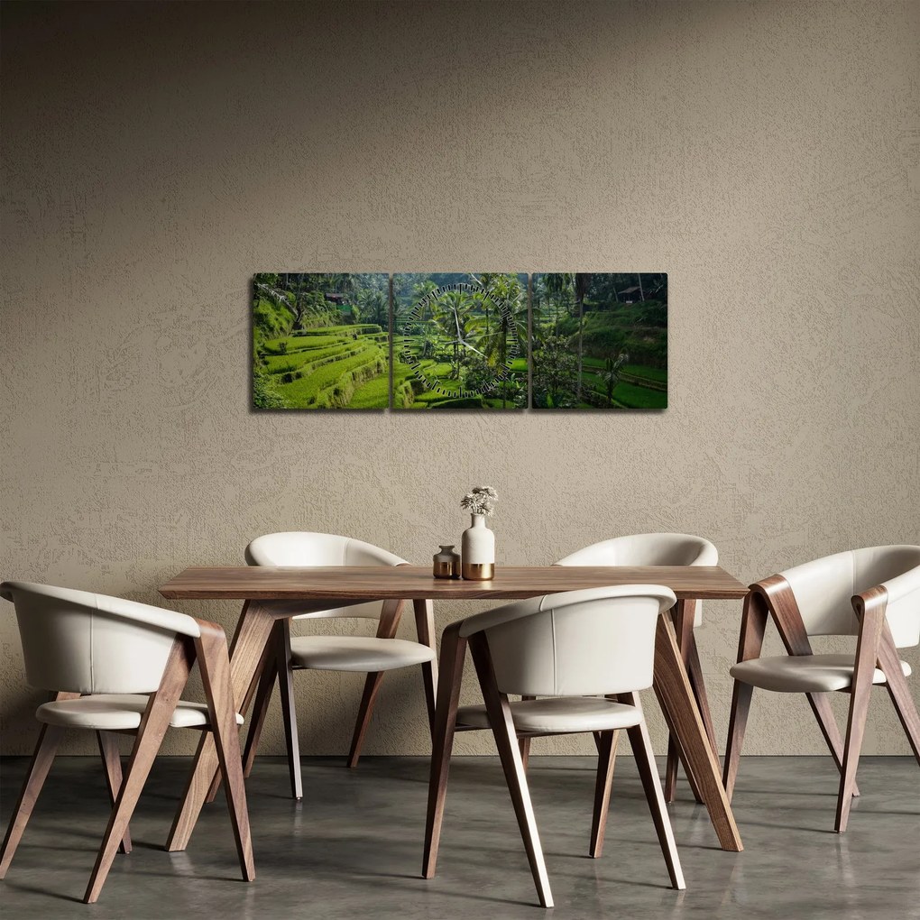 Tablou cu terasele cu orez Tegalalang, Bali (cu ceas) (90x30 cm)