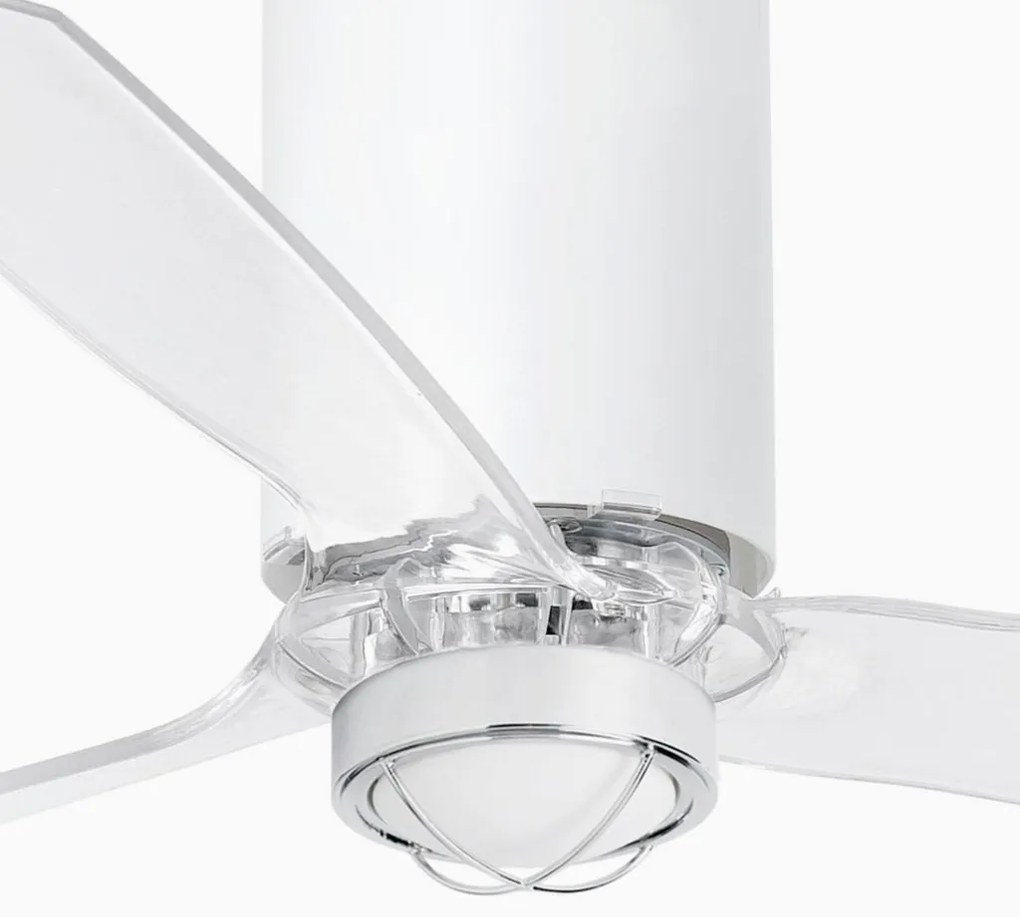 Lustra cu Ventilator si telecomanda MINI TUBE M LED alb mat/transparent
