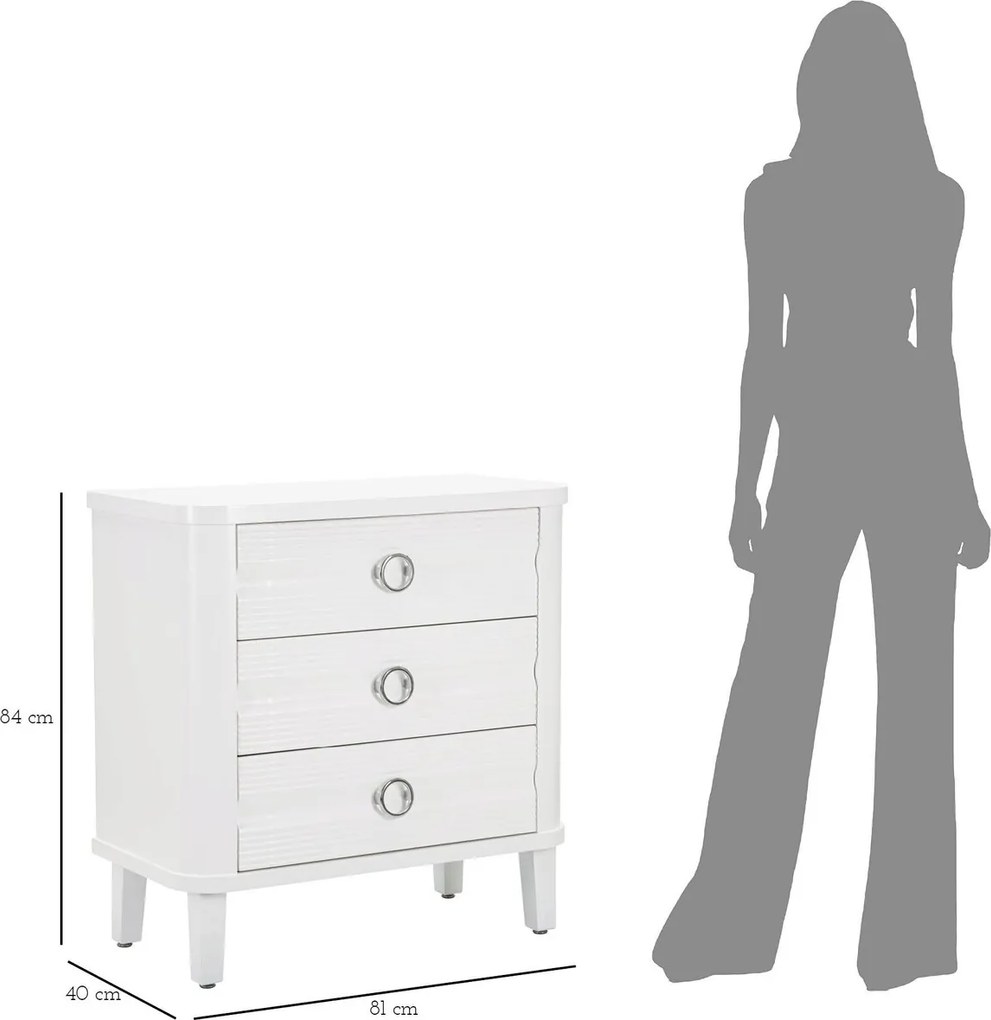 Comoda, Shine, Mauro Ferretti, 81 x 40 x 84 cm, lemn de brad/MDF/metal, alb