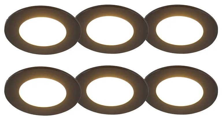 Set de 6 spoturi îngropate negre inclusiv LED reglabil în 3 trepte IP65 - Blanca