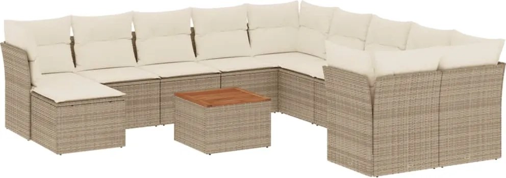 vidaXL Set canapele de grădină cu perne, 12 piese, bej, poliratan