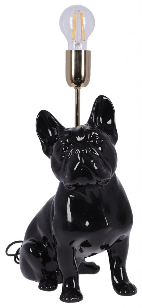 Lampa ceramica Bulldog Negru lucios h 35 cm