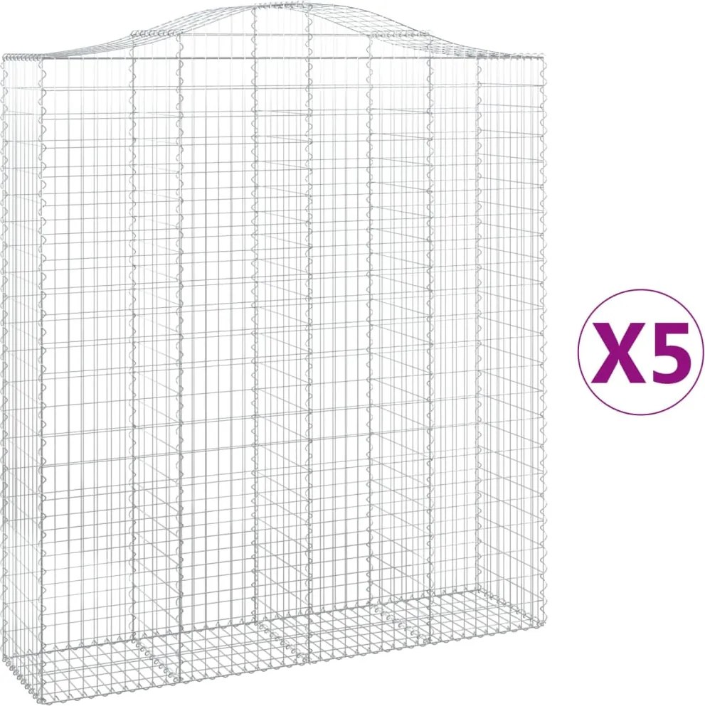 vidaXL Coșuri gabion arcuite, 5 buc, 200x50x220/240cm, fier galvanizat