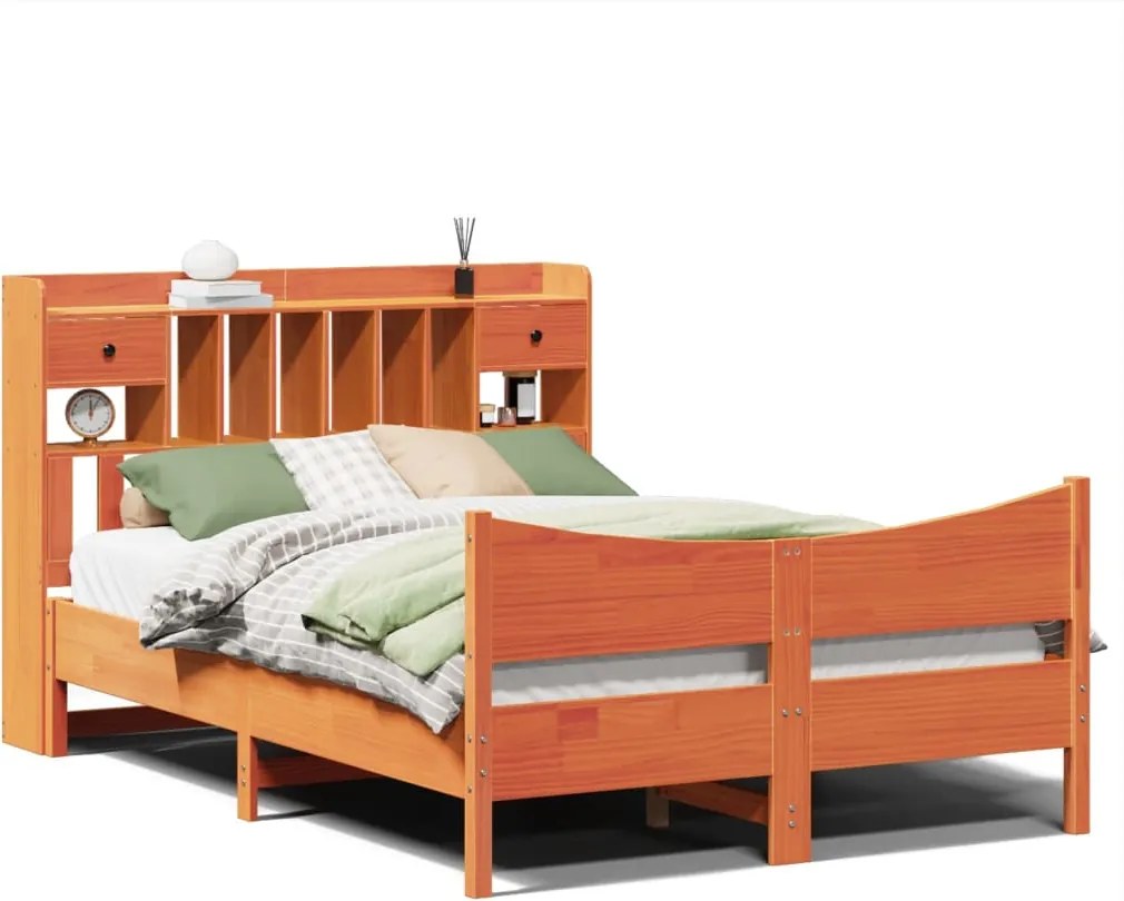 vidaXL Cadru de pat fără saltea, maro ceruit 140x200 cm lemn masiv pin