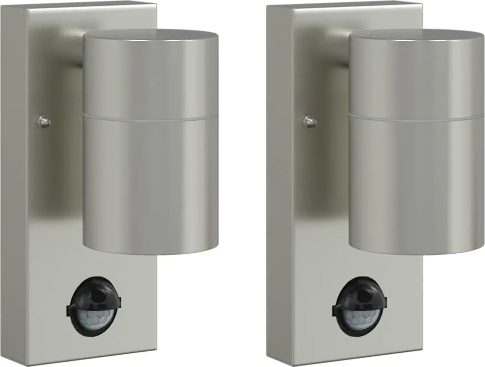 vidaXL Lumină de perete pentru exterior 2 pcs Argintiu