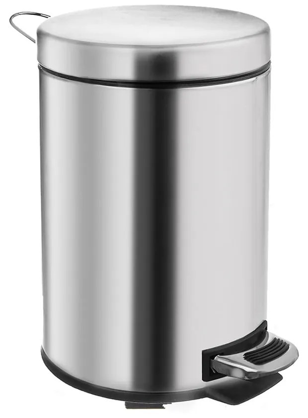 Coș de gunoi argintiu lucios cu pedală din oțel inoxidabil 3 l – Orion