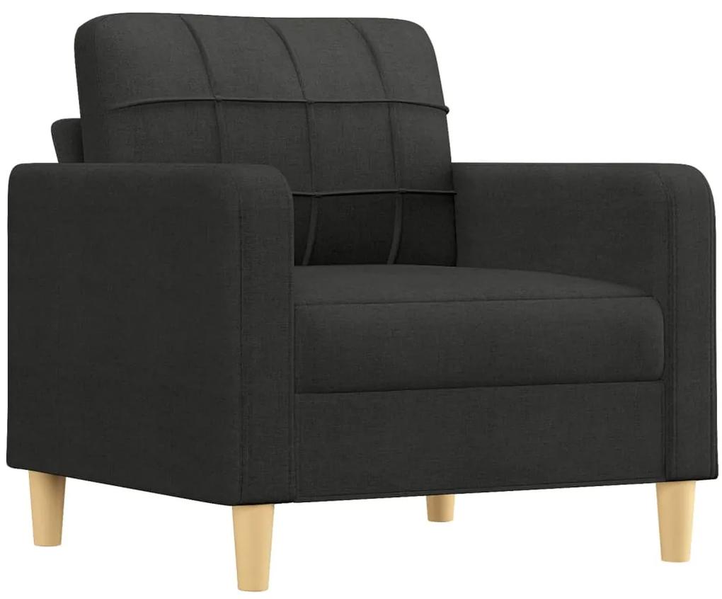 Fotoliu canapea cu taburet, negru, 60 cm, material textil Negru, 78 x 77 x 80 cm