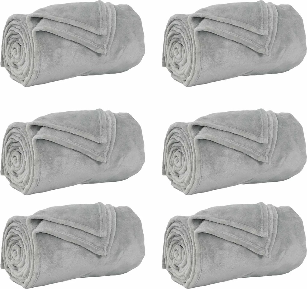 vidaXL Pături de aruncat 6 pcs Gri 220 x 240 cm Molton