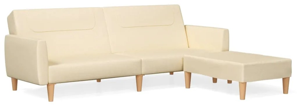 3080590 vidaXL Canapea extensibilă cu taburet, 2 locuri, crem, textil