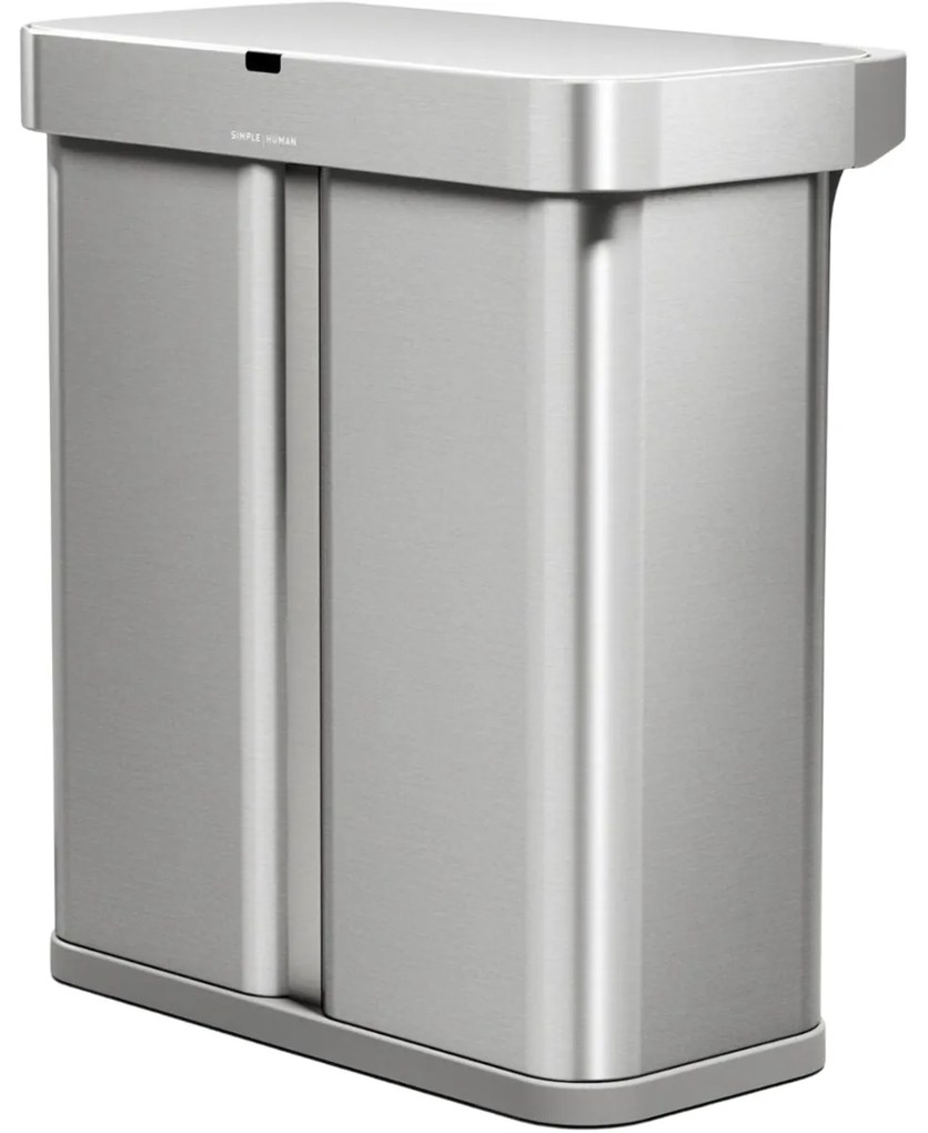 Coș de gunoi fără atingere Simplehuman, cu comandăvocală, pentru sortarea deșeurilor, 58 l, inox