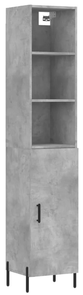 3189649 vidaXL Dulap înalt, gri beton, 34,5x34x180 cm, lemn prelucrat
