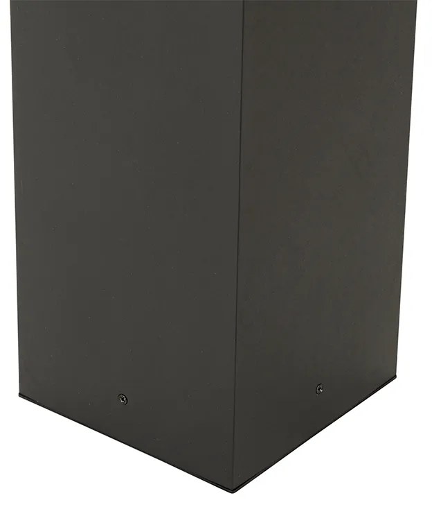 Lampă de exterior cu picior neagră cu sticlă cu nervuri 80 cm IP44 - Charlois