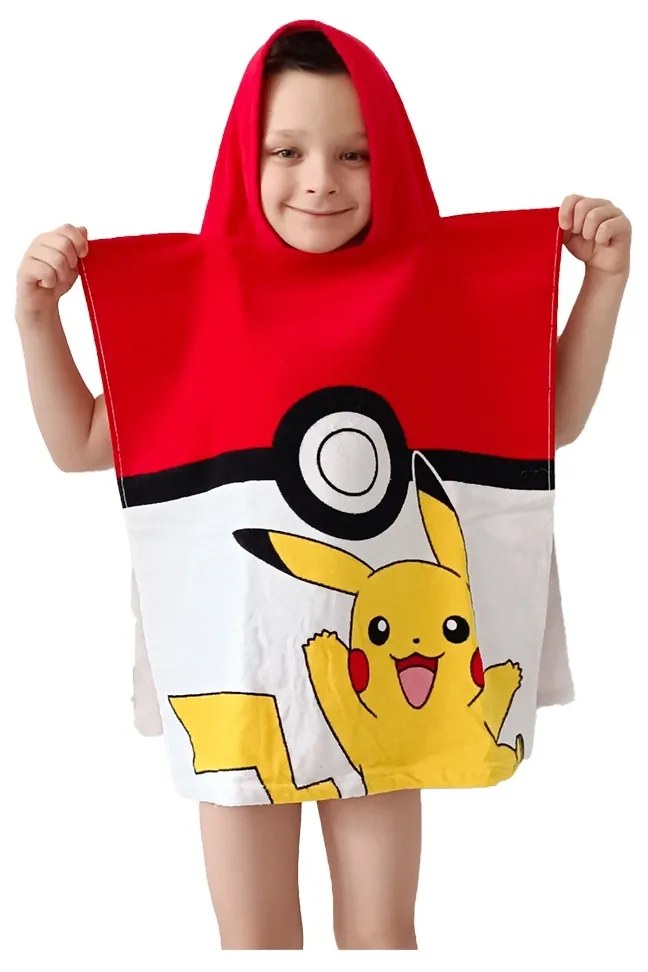 Poncho pentru copii Pokémon Pokéball și Pikachu ,50 x 115 cm