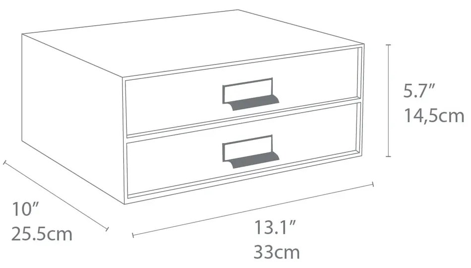 Cutie cu 2 sertare Bigso Box of Sweden Birger, auriu-alb