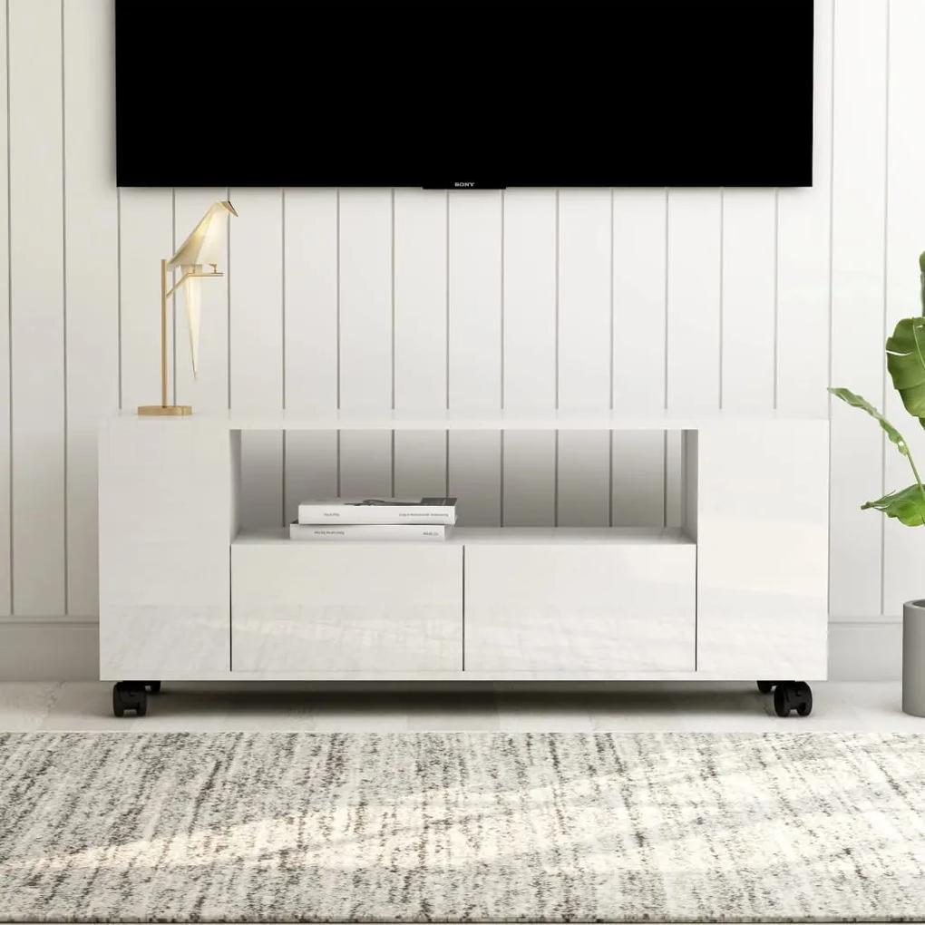 801352 vidaXL Comodă TV, alb extralucios, 120x35x48 cm, lemn prelucrat
