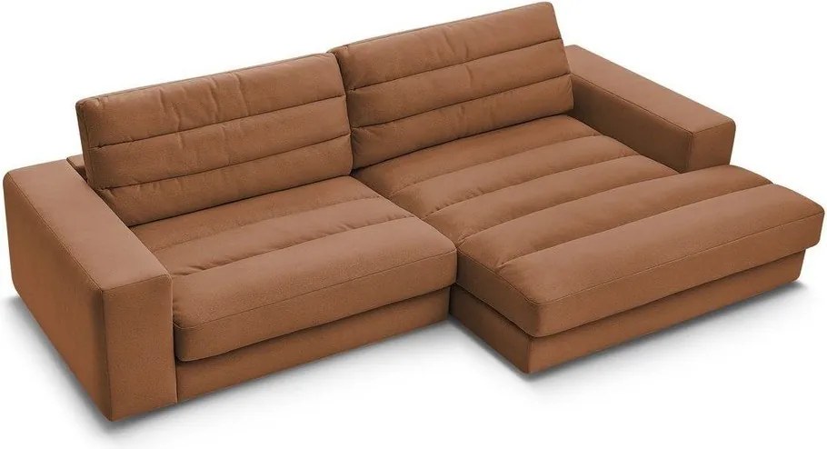 Colțar portocaliu cu tapițerie din catifea (cu colț pe partea dreaptă/cu șezlong) Sierra – Bobochic Paris