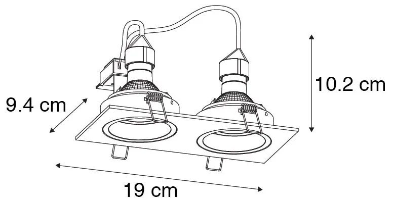 Spot integrat pătrat negru reglabil cu 2 lumini - Chuck