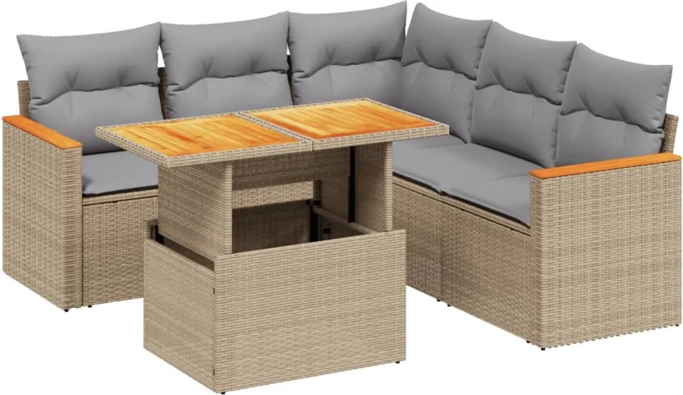 vidaXL Set canapele de grădină cu perne, 6 piese, bej, poliratan