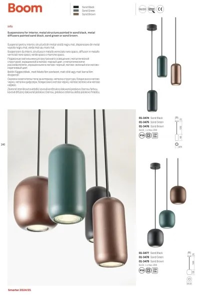 Lustră pe cablu Redo 01-3480 BOOM 3xGU10/10W/230V negru/verde/maro