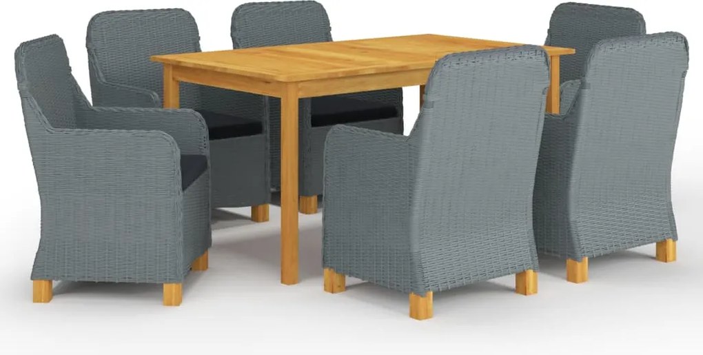 vidaXL Set mobilier de grădină, 7 piese, gri deschis