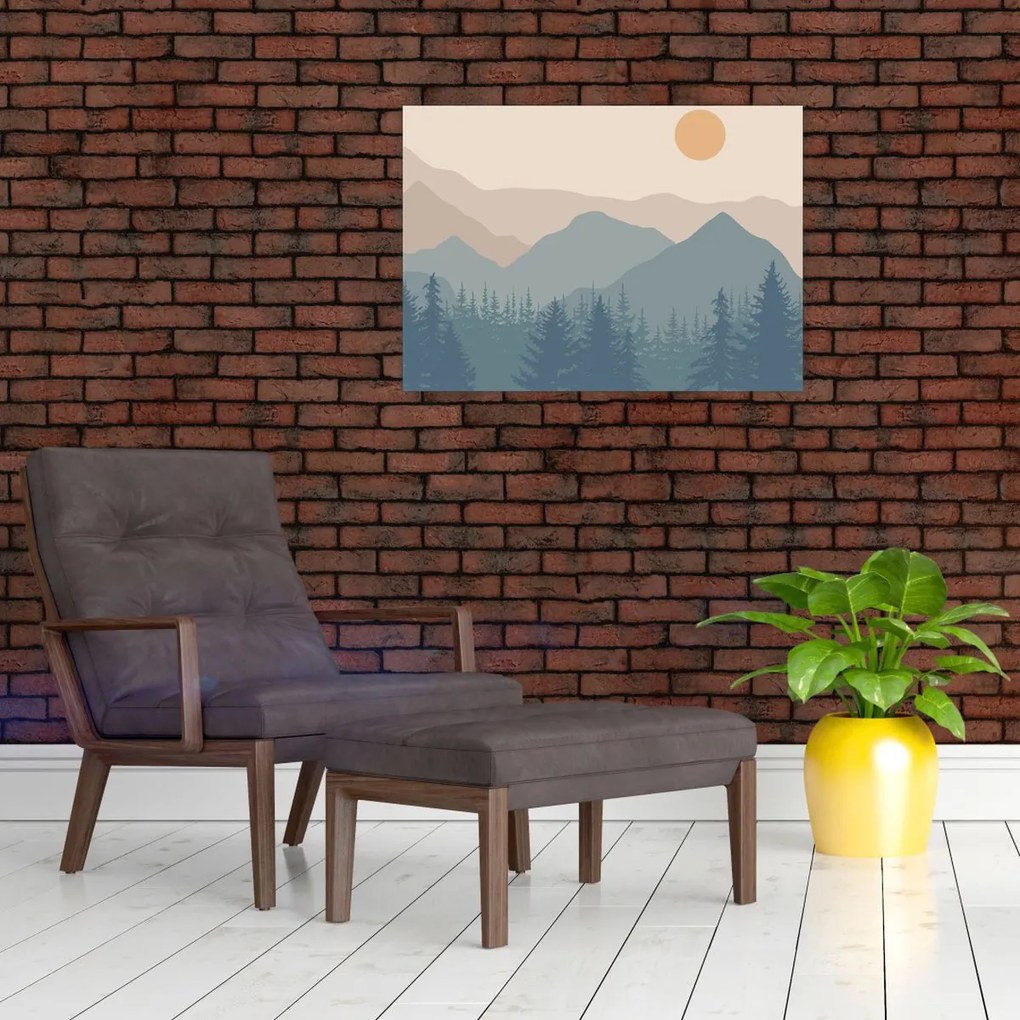 Tablou pe sticlă - Munții Turcoaz N⁰1 (70x50 cm)