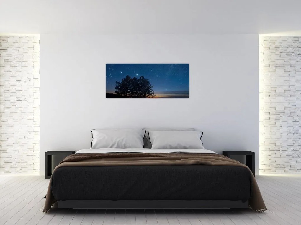 Tablou cu copaci noapte (120x50 cm)