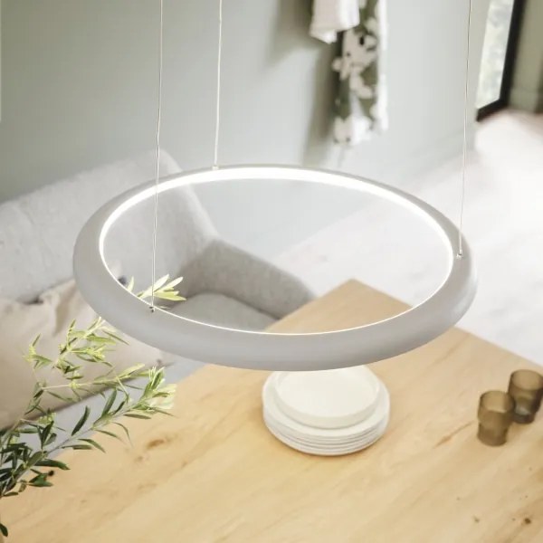 Schöner Wohnen QUILLO 15570-39-LED, lustră suspendată pe cablu, LED 36W, 230V, Ø60 cm, gri, compatibilă cu dimmer