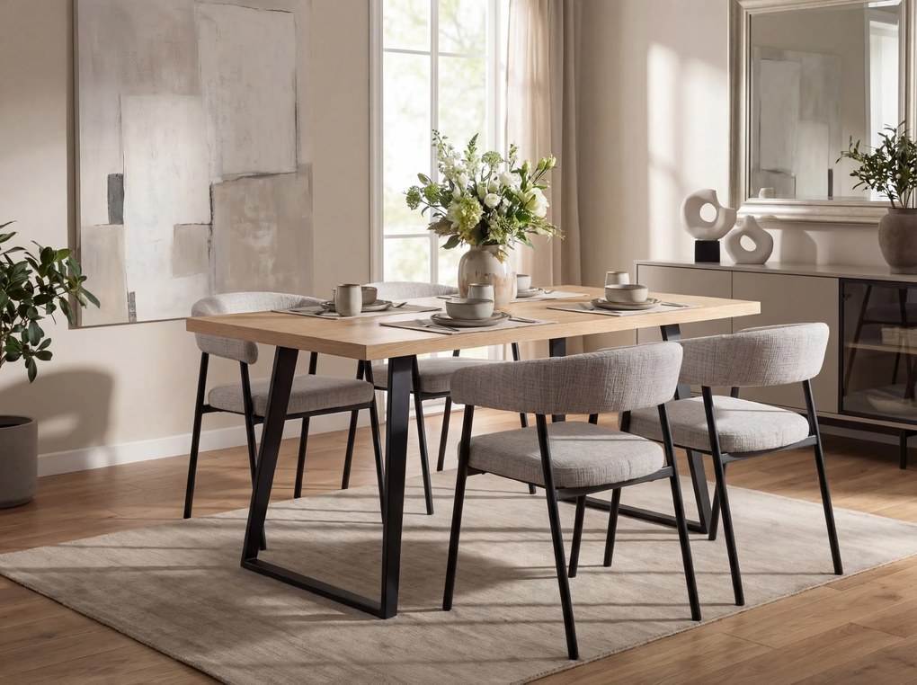 Scaun de dining KATANA cu picioare negre, gri