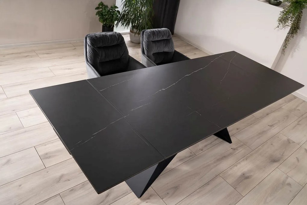 Masa extensibila Salvadore Ceramic SAHARA NOIR negru/negru mat L160-240 cm
