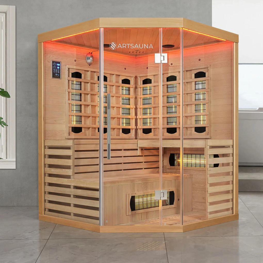Infračervená sauna Kiruna150 s duálnou technológiou a drevom Hemlock