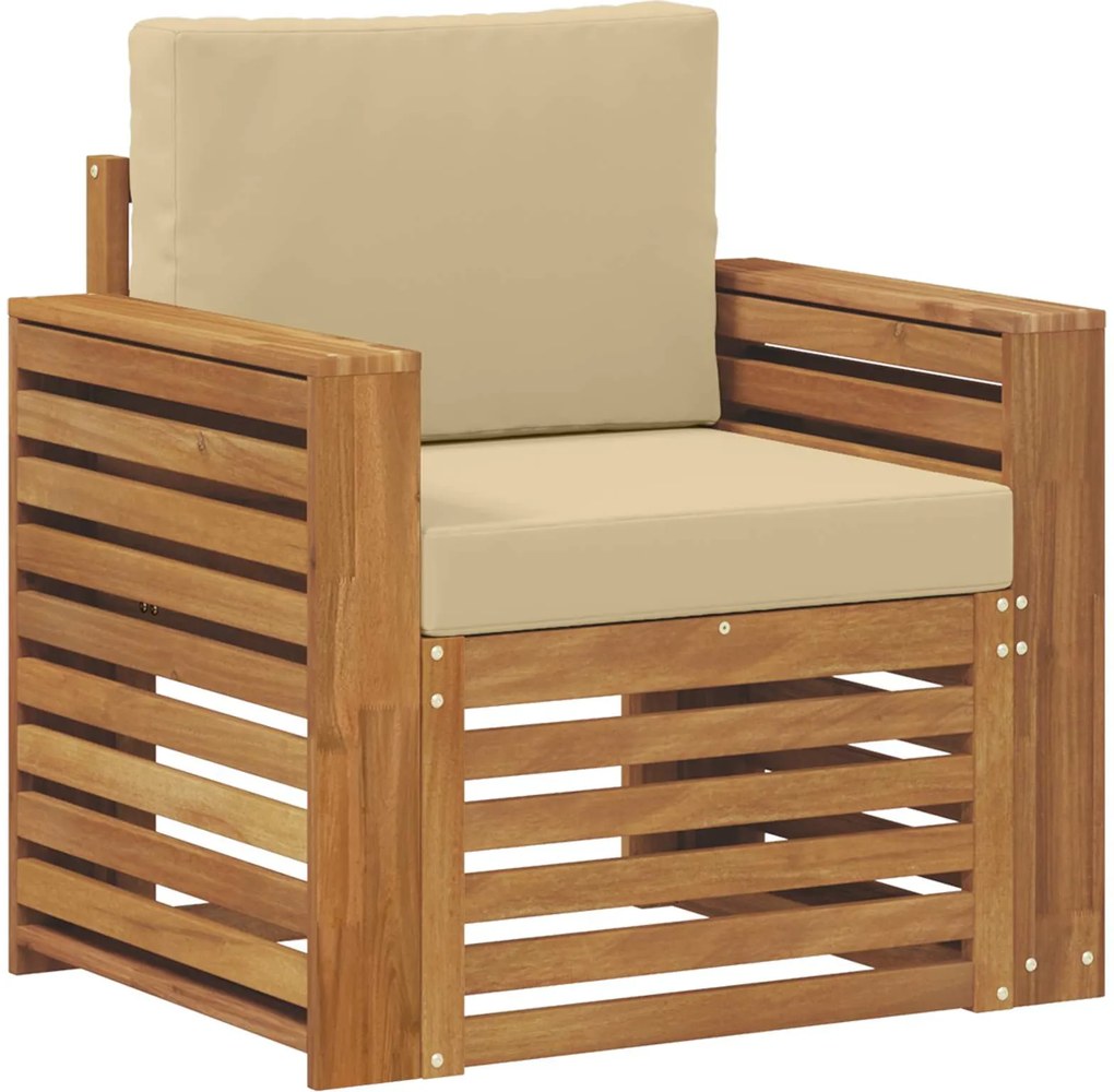 vidaXL Set de canapele de exterior cu pernă natural 79 x 63 x 73 cm