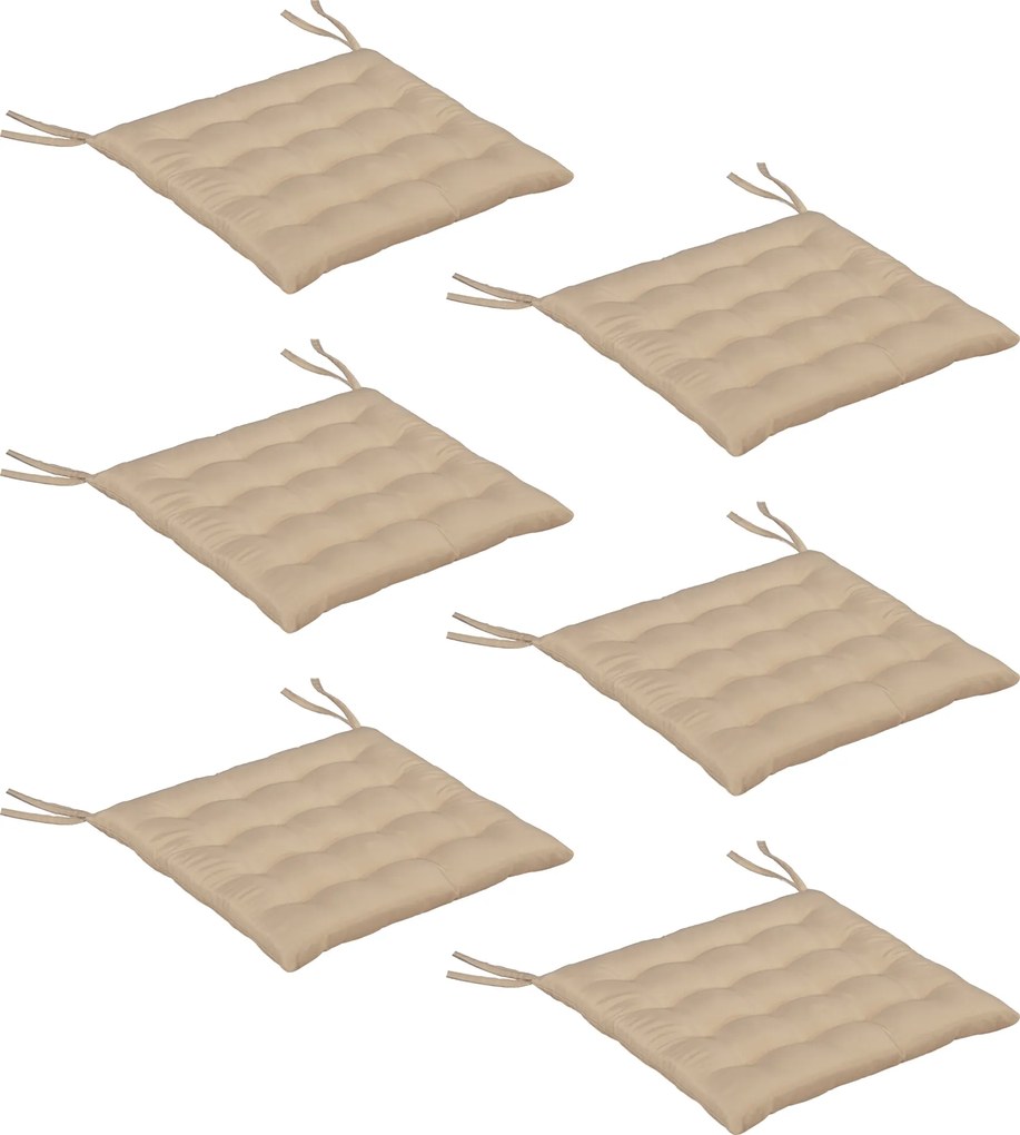 Outsunny Set de 6 Perne pentru Scaune de Dining 40x40 cm 6 Bucăți Perne pentru Scaune de Grădină Matlasate cu Benzi Kaki | Aosom Romania