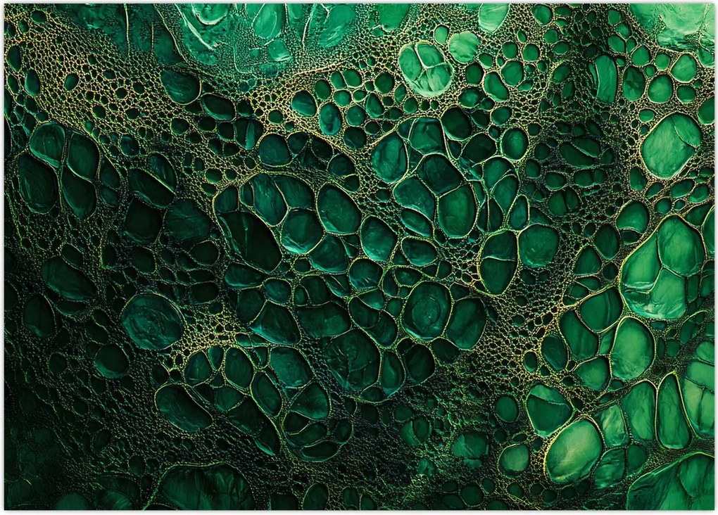 Tablou pe sticlă - Imagine microscopică verde (70x50 cm)