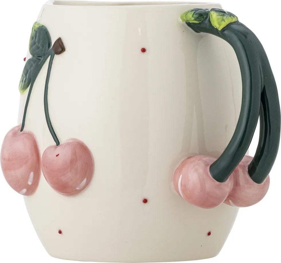 Carafă din ceramică cu cireșe sculptate, D15,5×H16 cm, roz, „Berrie"