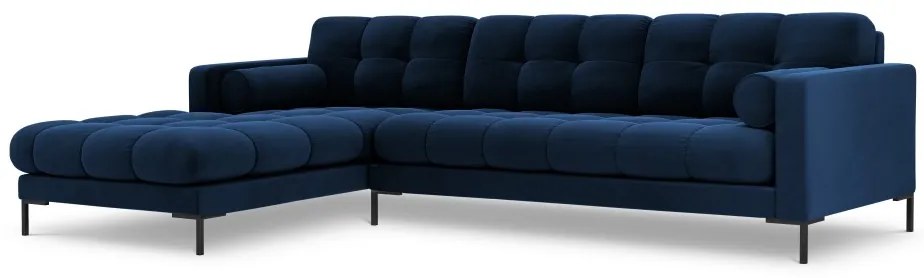 Colțar tapițat Bali, Albastru regal/5 locuri/picioare negre/partea stângă/ L293 x l185 x h75