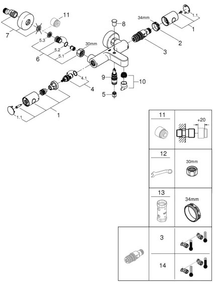 GROHE 34774000 - Baterie termostatică pentru cadă PRECISION GET DN 15, crom lucios