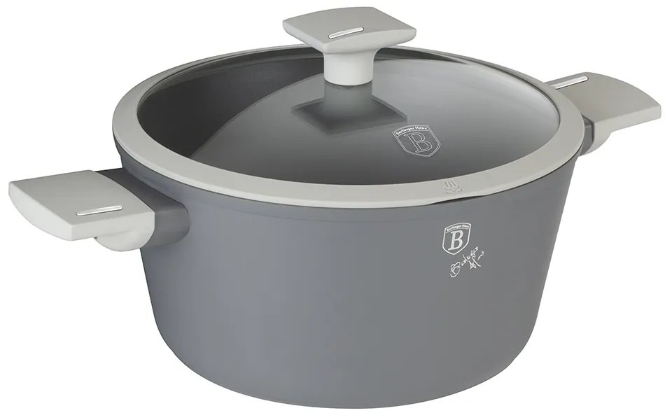 Oală antiaderentă cu titan 20 cm cu capac, 2.2 L Berlinger Haus BH 7066, Aspen Collection, pentru toate plitele